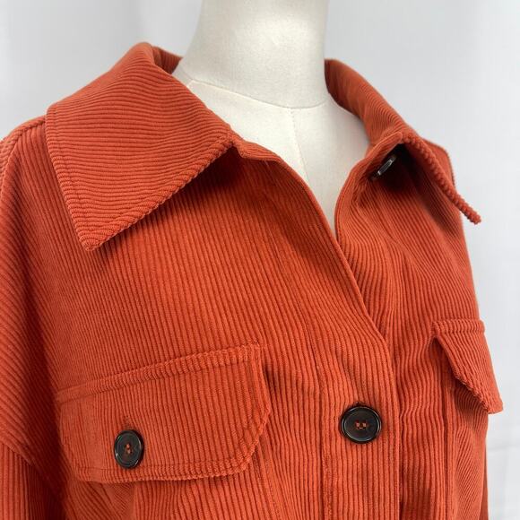 Avec Les Filles Relaxed Corduroy Shacket Oversized Burnt Orange Rust Size Large - Picture 7 of 13